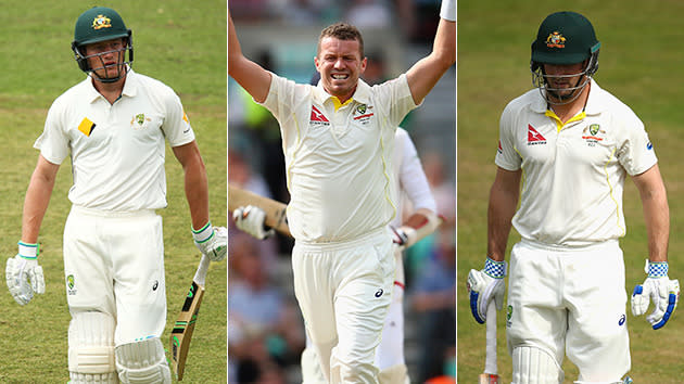 Cameron Bancroft, Peter Siddle and Shaun Marsh.