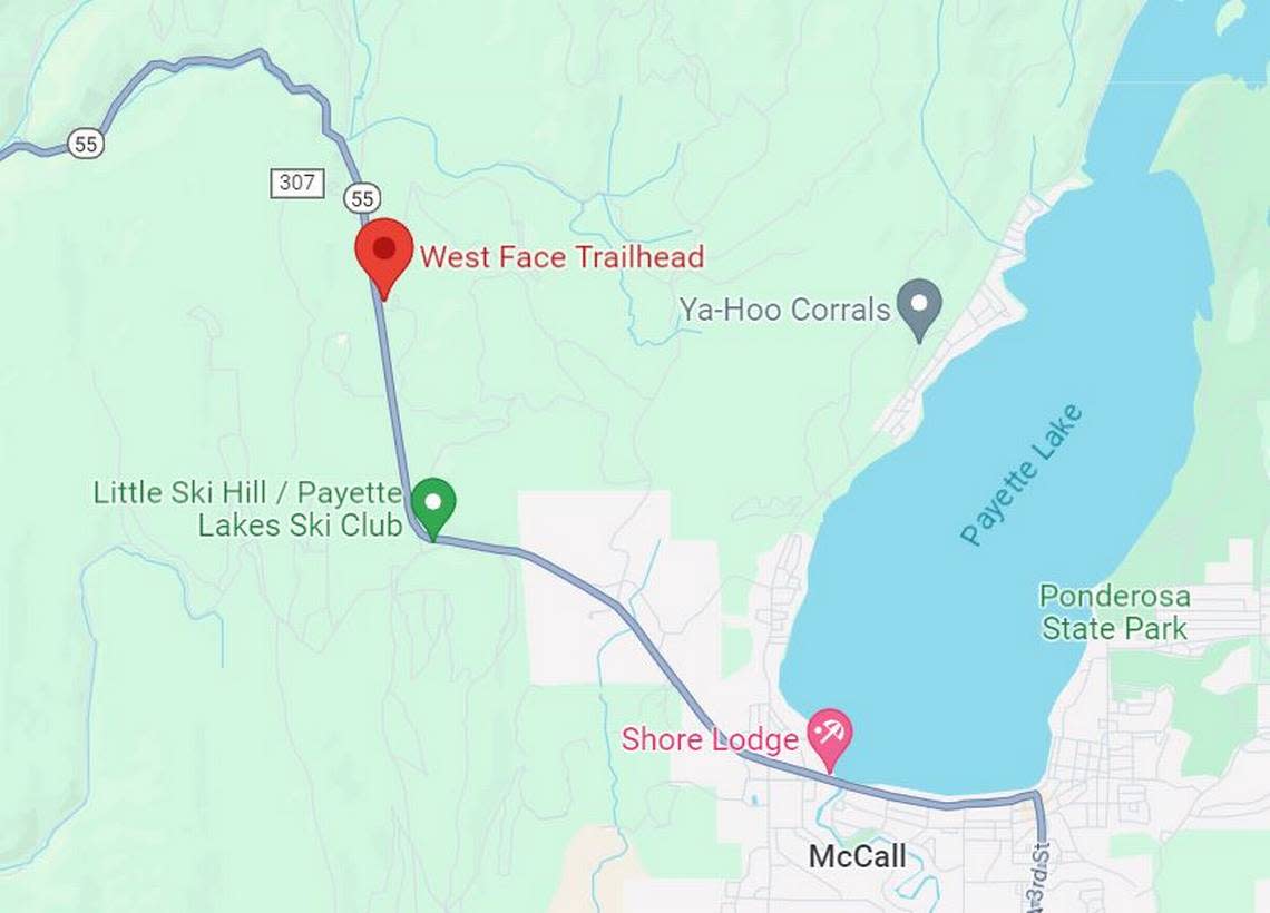 The West Face Trailhead is located just seven minutes northwest of downtown McCall. It is used “primarily in the snow season as a snowmobile trailhead parking area,” according to the U.S. Forest Service website.