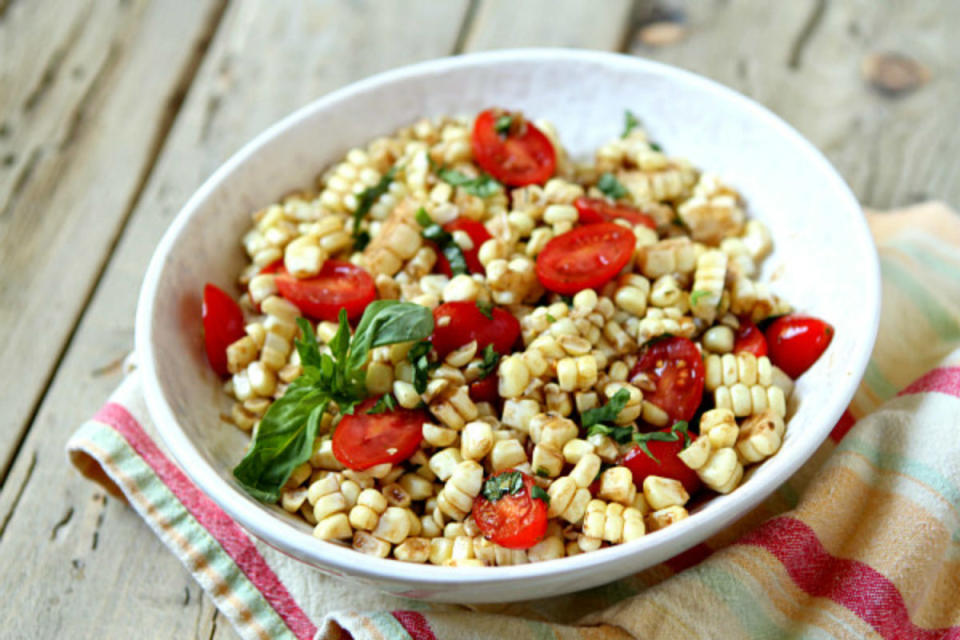 <p>Recipe Girl</p><p>Here’s an easy summer salad recipe using the best of summer produce.</p><p><strong>Recipe here:</strong> <strong><a href="http://www.recipegirl.com/2016/07/07/fresh-corn-tomato-salad-balsamic-basil-dressing/" rel="nofollow noopener" target="_blank" data-ylk="slk:Fresh Corn Tomato Salad;elm:context_link;itc:0;sec:content-canvas" class="link ">Fresh Corn Tomato Salad</a></strong></p>