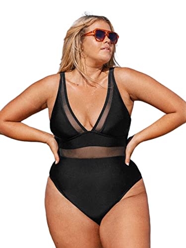 RXRXCOCO Women Cutout One Piece Swimsuit Tummy Control Cross Back Bathing  Suit