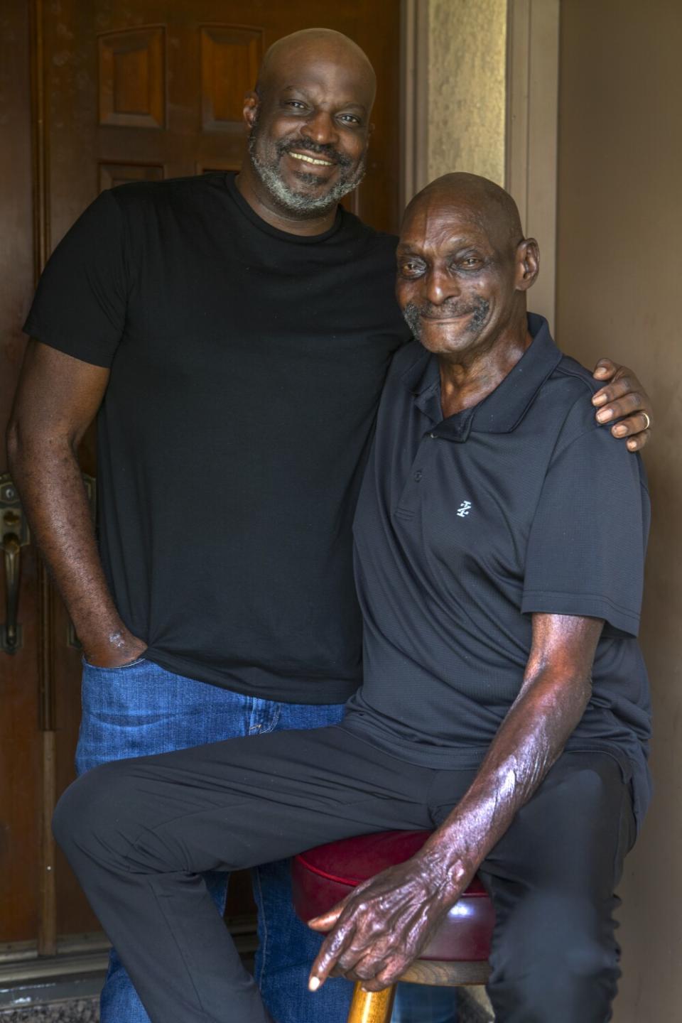 Robert Meeks, with his father, Robert Meeks Jr., in Los Angeles.