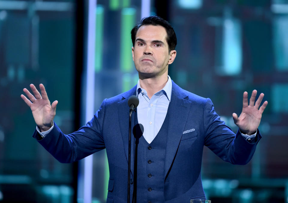 LOS ANGELES, CA - AUGUST 27:  Comedian Jimmy Carr speaks onstage at The Comedy Central Roast of Rob Lowe at Sony Studios on August 27, 2016 in Los Angeles, California. The Comedy Central Roast of Rob Lowe will premiere on September 5, 2016 at 10:00 p.m. ET/PT.  (Photo by Alberto E. Rodriguez/Getty Images)