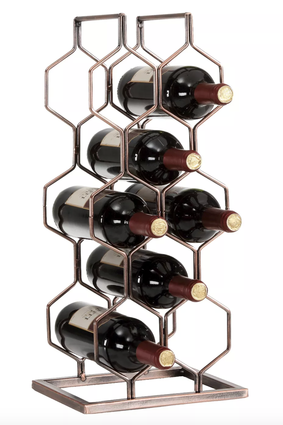 10) 8 Bottle Electroplated Wine Rack Copper