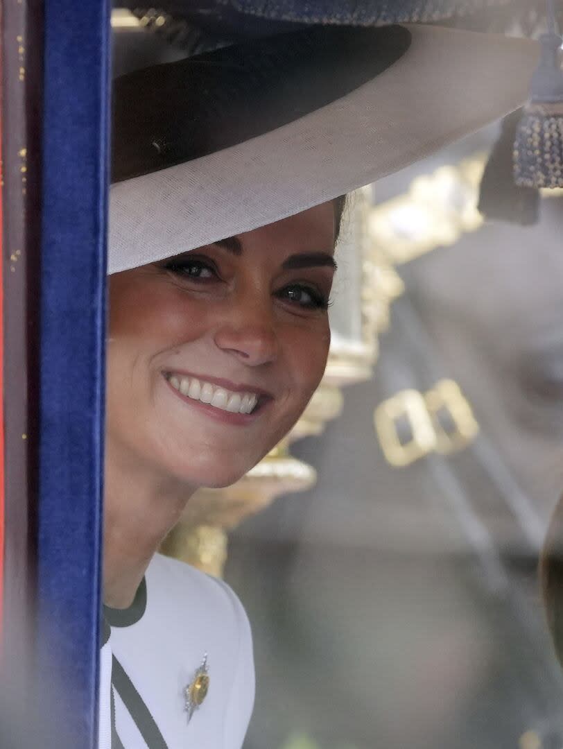 La princesa de Gales, Kate Middleton, durante el desfile militar en el que reapareció en la escena pública 