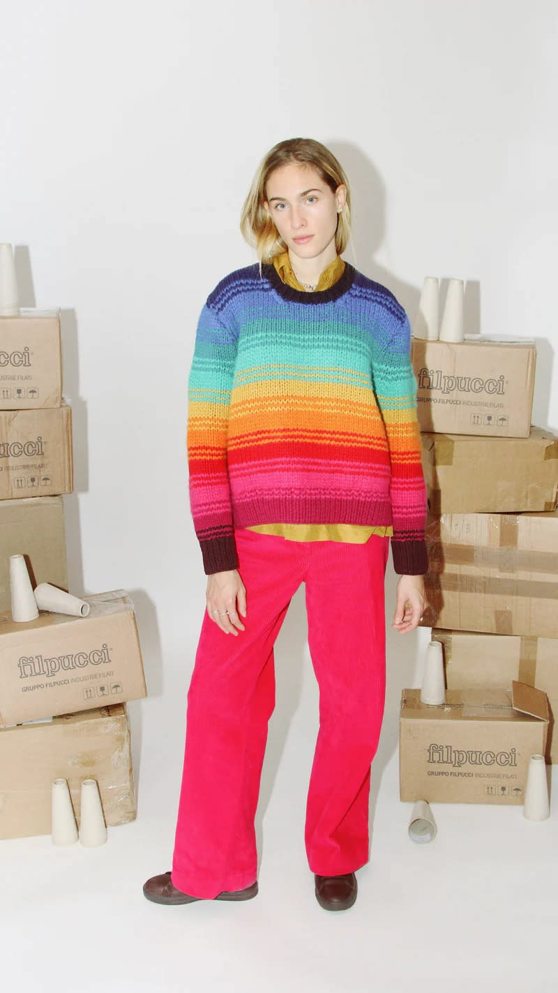 Eòlas Marina Rainbow Stripe Crewneck