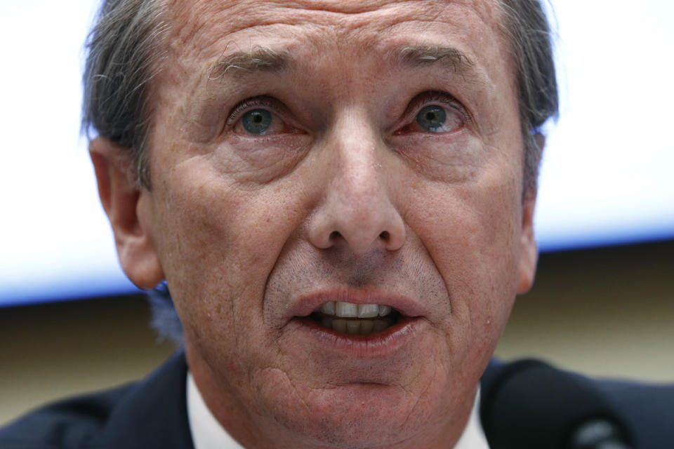 FILE - Morgan Stanley chairman and CEO James Gorman testifies before the House Financial Services Commitee during a hearing, Wednesday, April 10, 2019, on Capitol Hill in Washington. Gorman will retire in the next 12 months, he said Friday, May 19, 2023, at the bank's annual shareholder meeting. (AP Photo/Patrick Semansky, File)