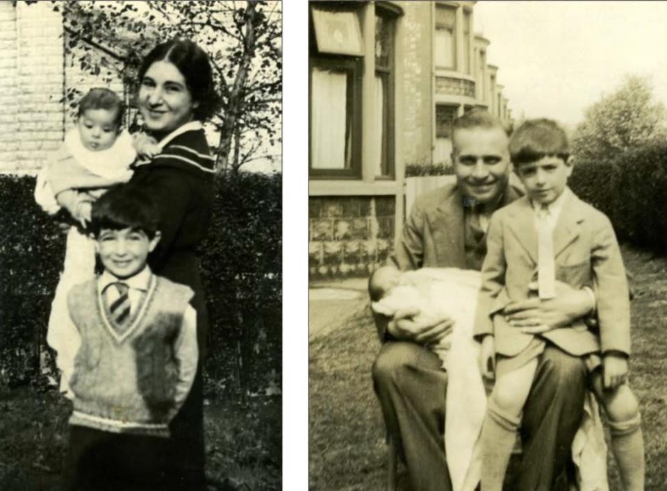 Tahta junto a su madre, Hasmig, su padre, Kevork y su hermano menor, Haig.