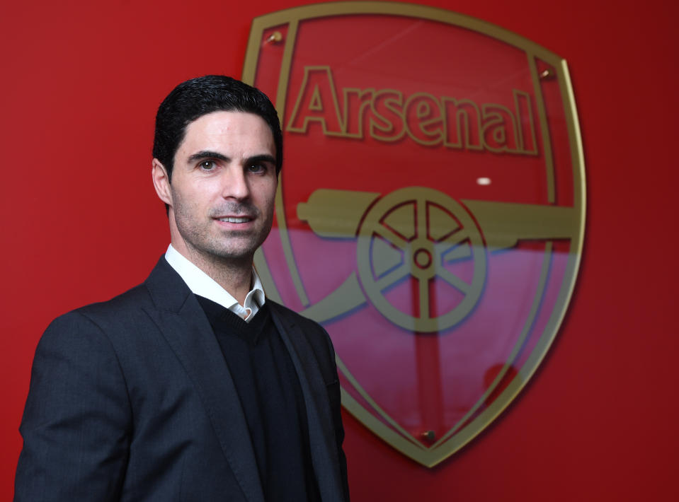 ST ALBANS, ENGLAND - DECEMBER 20: (EXCLUSIVE COVERAGE) New Arsenal Head Coach Mikel Arteta is unveiled at London Colney on December 20, 2019 in St Albans, England. (Photo by Stuart MacFarlane/Arsenal FC via Getty Images)