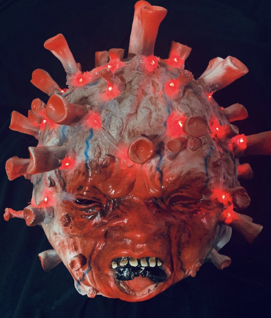 A close-up of Light Up Your Life's LED COVID-19 mask for Halloween. (Photo: Etsy)