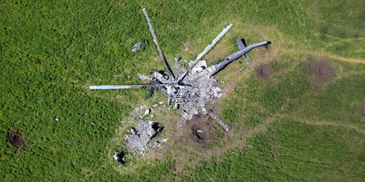 Russian helicopter wreck in Ukraine