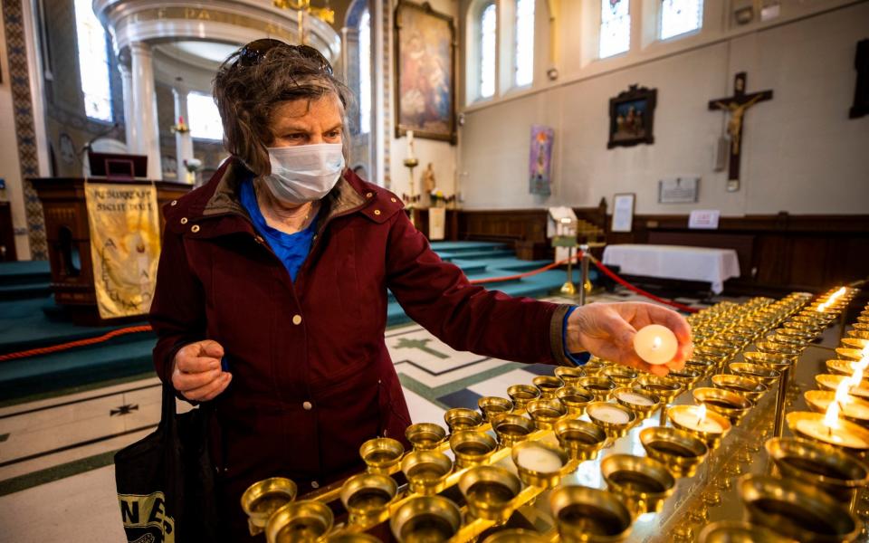 St Mary's in Chapel Lane, Belfast: in Northern Ireland, churches have been opened for individual prayer - Liam McBurney/PA