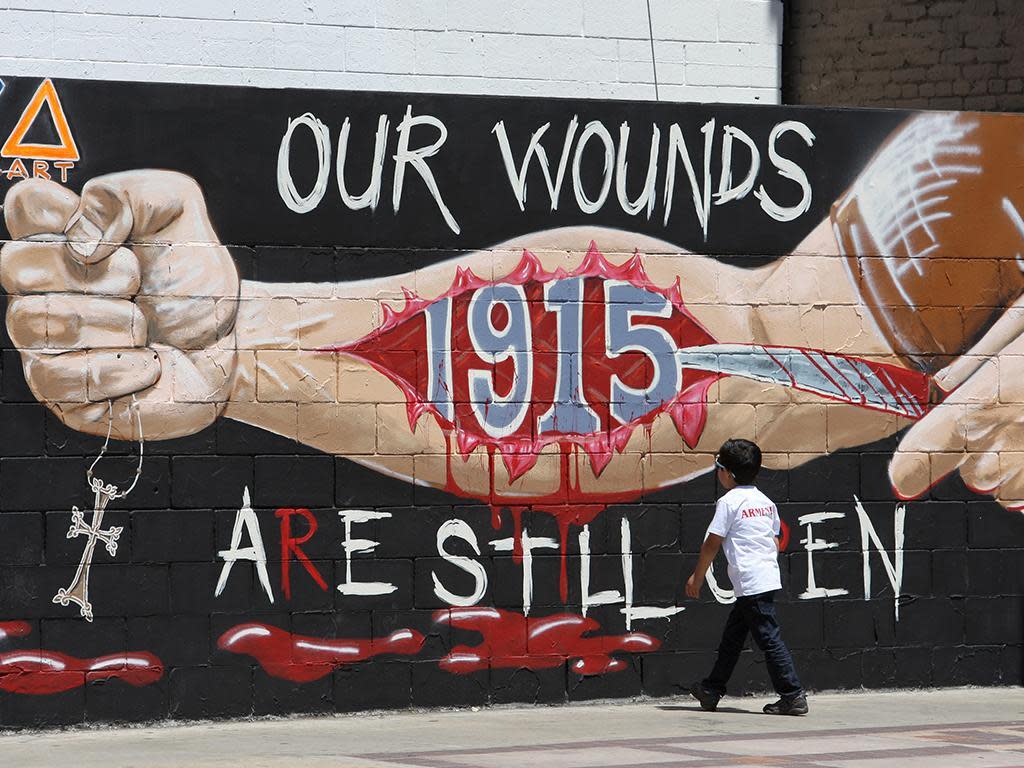 A mural commemorating the 1915 Armenian genocide: Getty