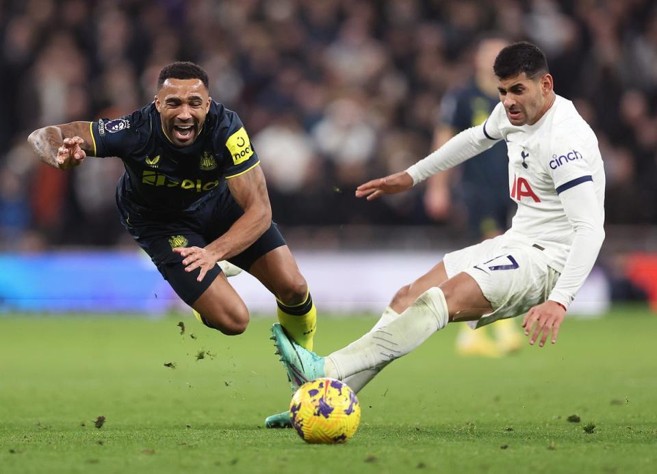 Cristian Romero risked yet another sending off with a rash challenge on Callum Wilson (Getty Images)