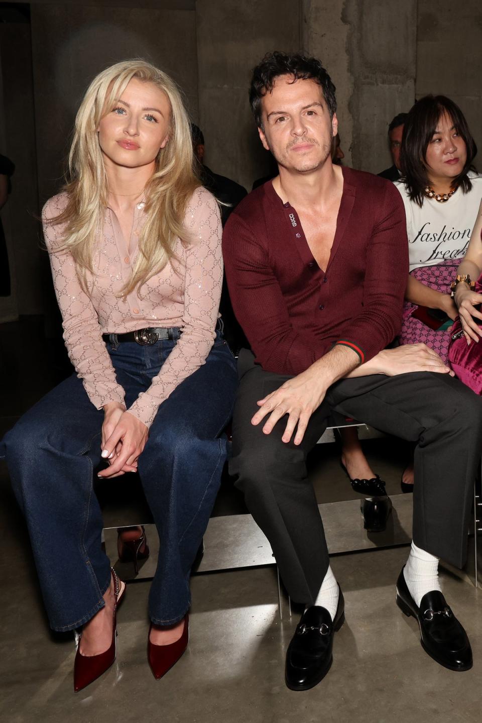 Leah Williamson and actor Andrew Scott front row at Gucci's cruise show in May (Getty Images for Gucci)