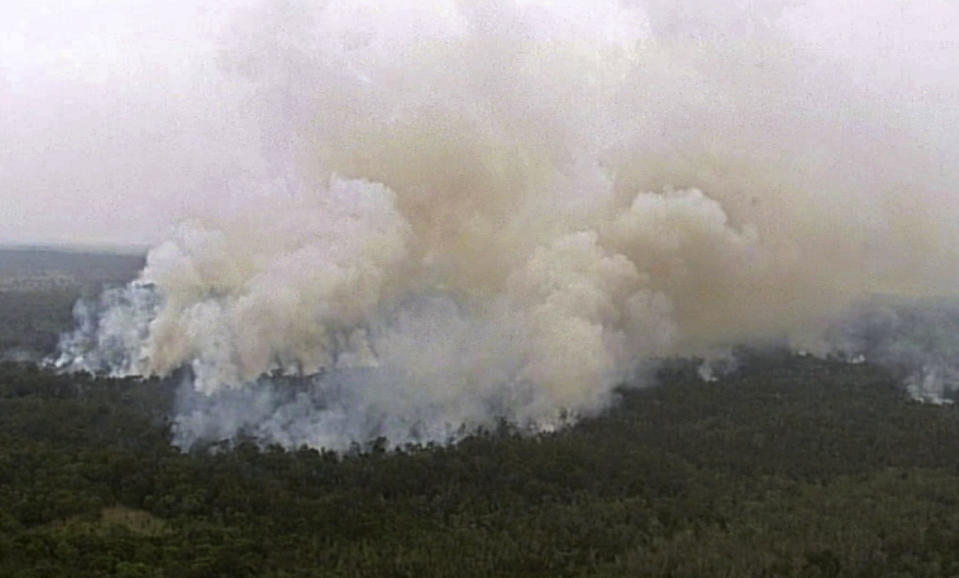 Wildfires spread across the landscape in the Deepwater area of Queensland. Image: AP