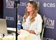 <p>Carly Pearce takes the spotlight at the 56th Academy of Country Music Awards' virtual radio row at the Gaylord Opryland Hotel on Wednesday in Nashville.</p>