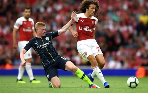 Kevin De Bruyne of Manchester City and Matteo Guendouzi  - Credit: GETTY IMAGES