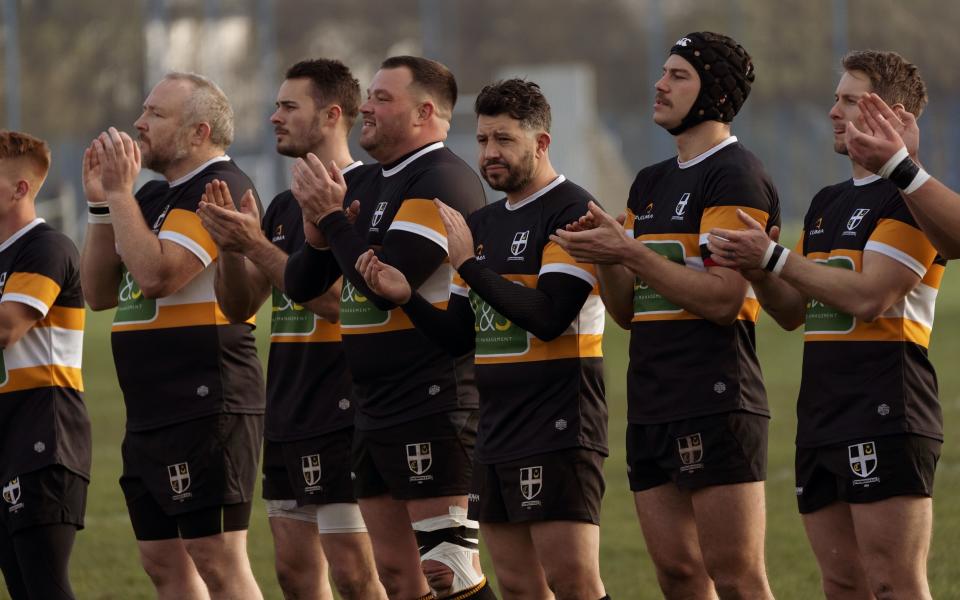 Gareth Davies playing rugby with Portsmouth Rugby Club in Hampshire on December 2 2023