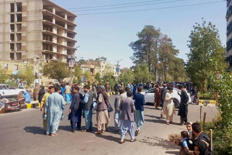 People gather on the streets in Herat after the earthquake (AFP via Getty Images)