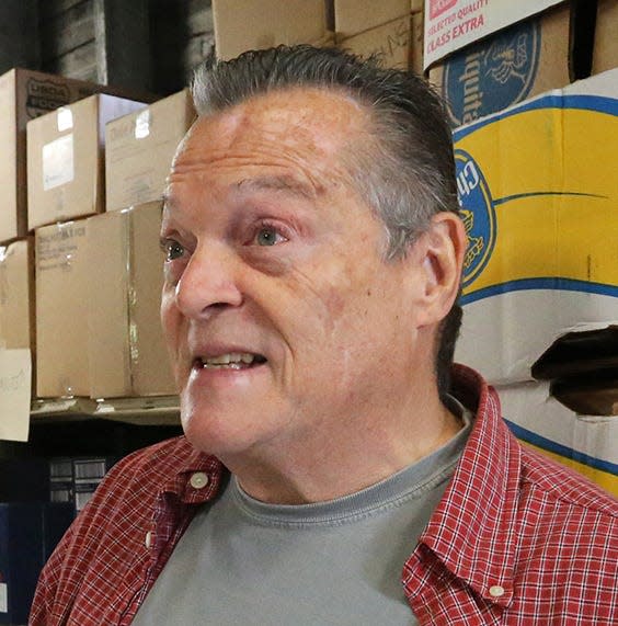 Footprints Food Pantry volunteer David Davidson describes the food distribution at the Kittery facility.