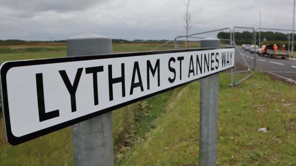 Close up of a road sign saying Lytham St Annes Way