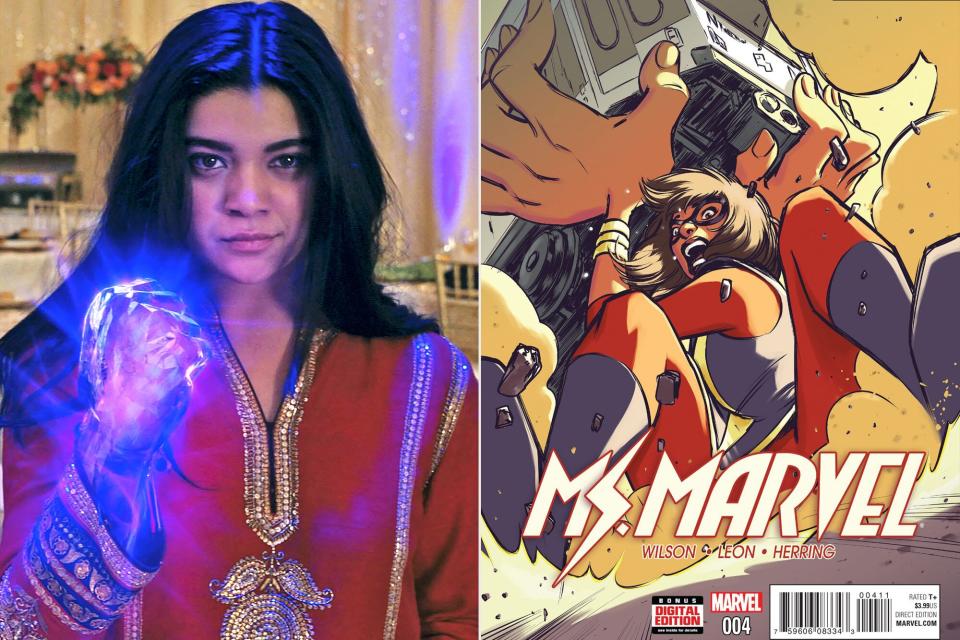 Iman Vellani as Ms. Marvel/Kamala Khan in Marvel Studios' MS. MARVEL. Photo courtesy of Marvel Studios. ©Marvel Studios 2022; Marvel Comics