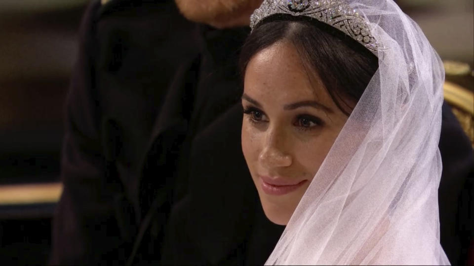 Meghan Markle was praised for her poise throughout the ceremony. Source: UK Pool/Sky News via AP