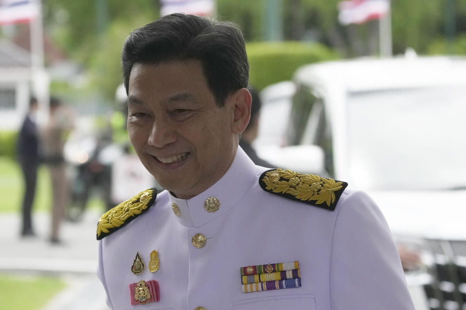 Thailand's Foreign Minister Parnpree Bahiddha-Nukara arrives at the government house in Bangkok, Thailand, Tuesday, Sept. 5, 2023. Thailand's Prime Minister Srettha Thavisin on Tuesday led his cabinet members to take oath in front of Thailand's King Maha Vajiralongkorn. (AP Photo/Sakchai Lalit)