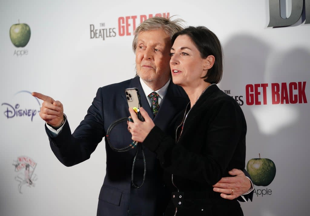 Sir Paul McCartney and his daughter Mary McCartney attending a VIP screening of The Beatles: Get Back (Yui Mok/PA) (PA Wire)