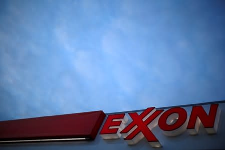 FILE PHOTO: An Exxon sign is seen at a gas station in the Chicago suburb of Norridge