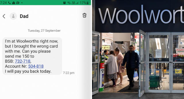 Warning over new scam text from 'dad' at Woolworths: 'Send $150