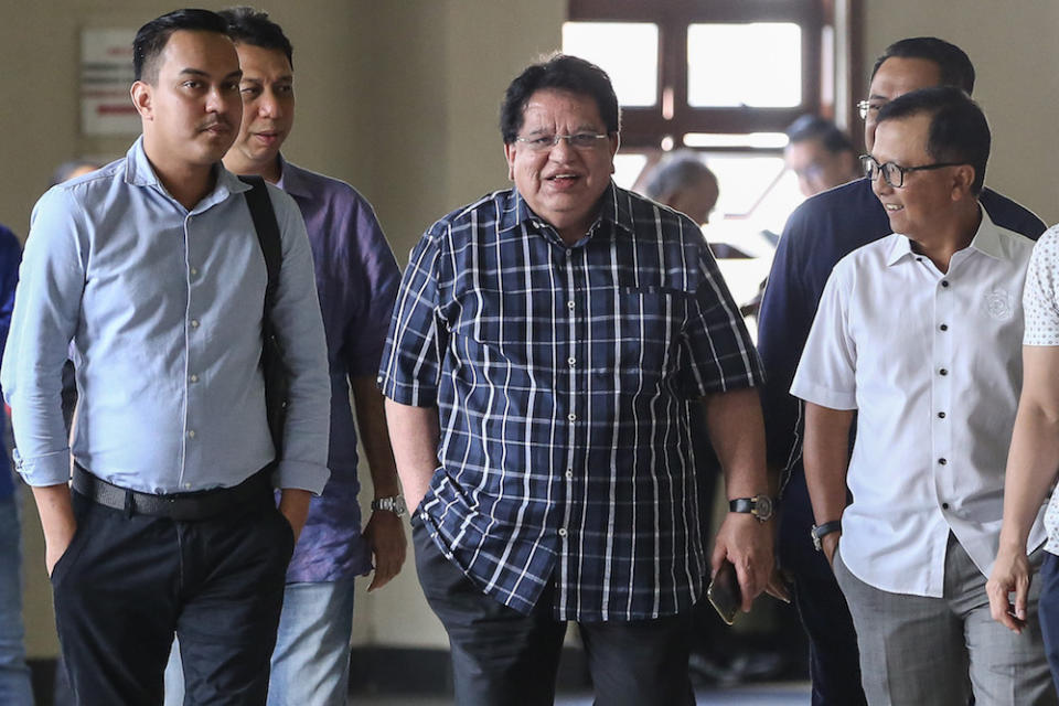 Former Federal Territories minister Datuk Seri Tengku Adnan Tengku Mansor is pictured at the Kuala Lumpur Courts Complex October 14, 2019. — Picture by Yusof Mat Isa