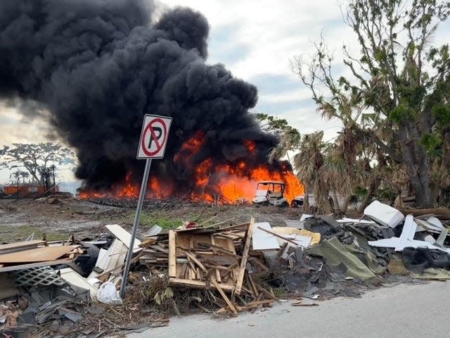 A total of 71 out of the 72 golf carts at Sanibel Island's The Dunes Golf and Tennis club have been impacted by two separate fires that are believed to have been caused by a chemical reaction between the lithium batteries and salt water residue from Hurricane Ian's storm surge.