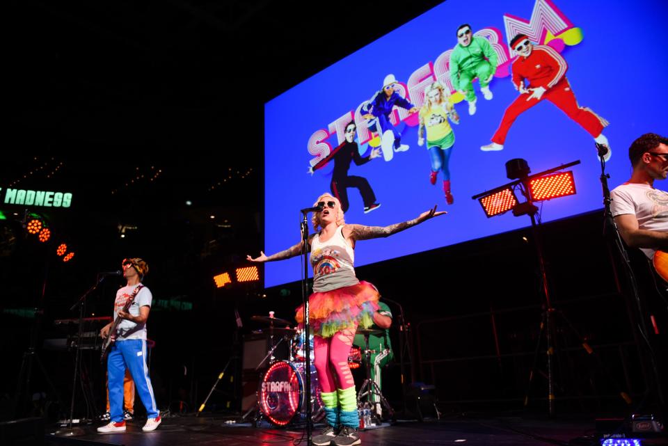 Starfarm performs during  the Spartans' annual Michigan State Madness event Friday, Oct. 7, 2022, at the Breslin Center.