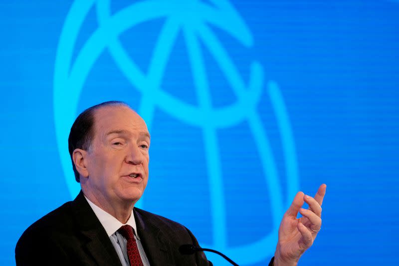 FILE PHOTO: World Bank President David Malpass holds a news conference at the headquarters of the International Monetary Fund