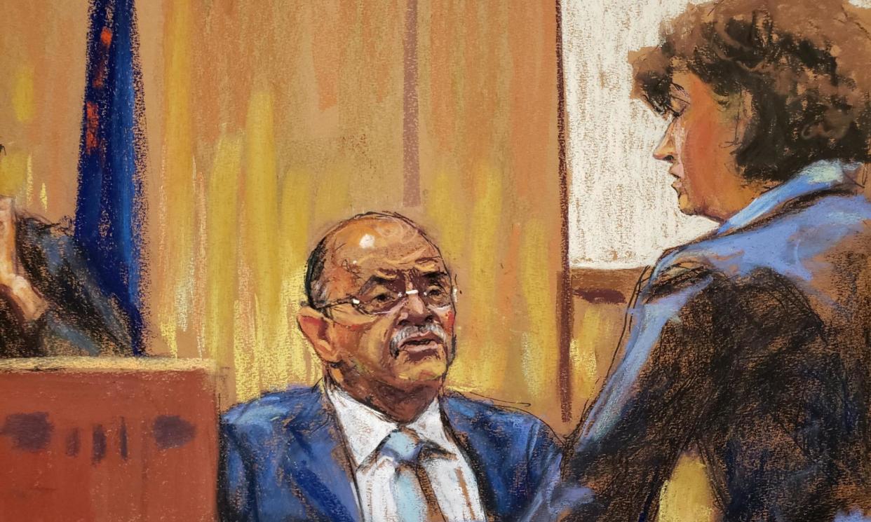 <span>A courtroom sketch shows Alan Weisselberg testifying in New York in 2022.</span><span>Photograph: Jane Rosenberg/Reuters</span>