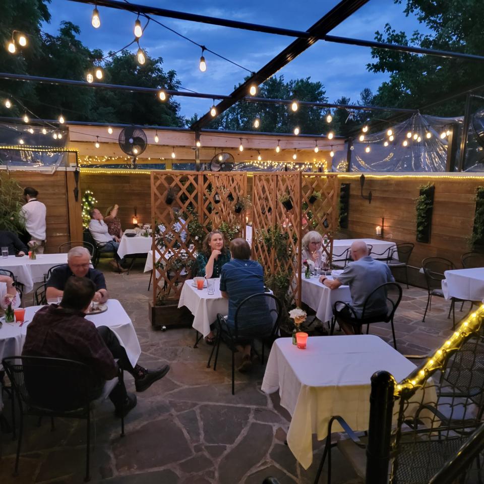 Jargon restaurant in West Asheville has a courtyard with a retractable roof.