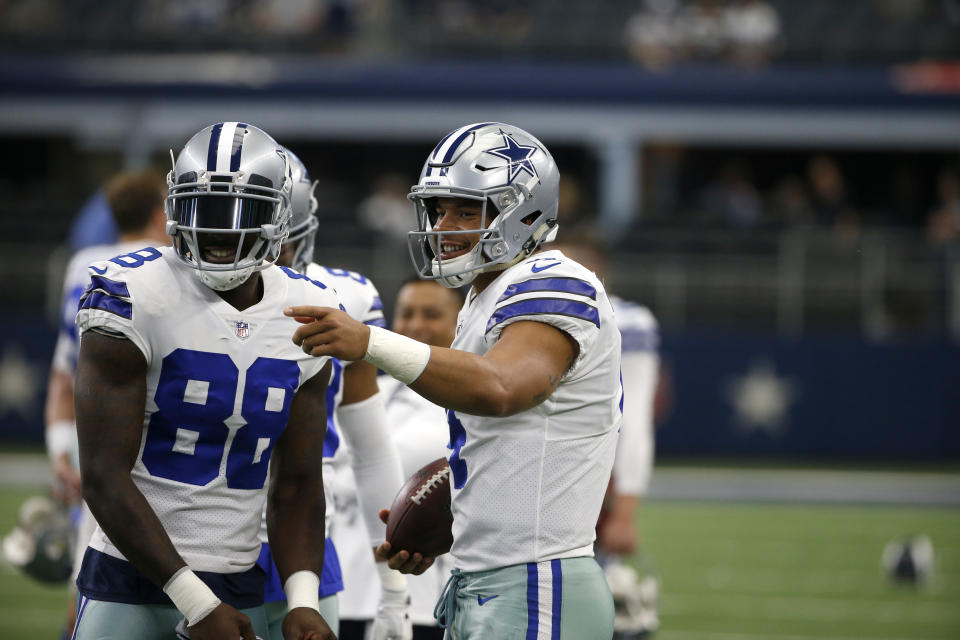 Dez and Dak won't be a tandem anymore as the Cowboys released wide receiver Dez Bryant (L) on Friday. (AP) 