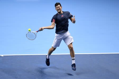 Britain Tennis - Barclays ATP World Tour Finals - O2 Arena, London - 15/11/16 Austria's Dominic Thiem in action during his round robin match with France's Gael Monfils Action Images via Reuters / Tony O'Brien