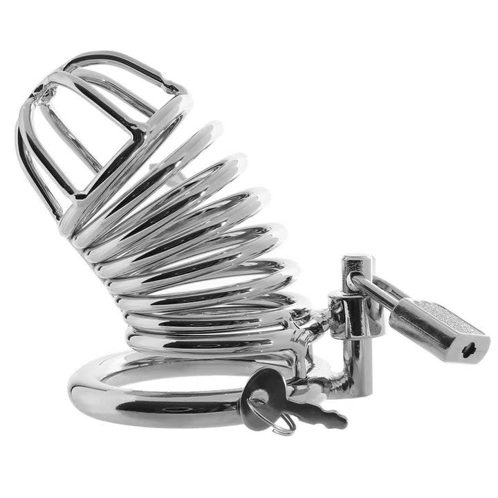 Stainless steel chastity cage with lock and key