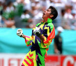 The Mexico shot-stopper renowned for his dazzling shirts and prowess as a striker still cant believe FIFA banned goalkeepers from playing outfield