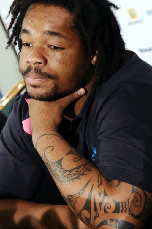 French centre Mathieu Bastareaud, 21, who received on September 28, 2009 a three-month suspension, commuted to community service, for having lied about an assault while on tour in New-Zealand, attends a press conference on October 27, 2009 in Paris