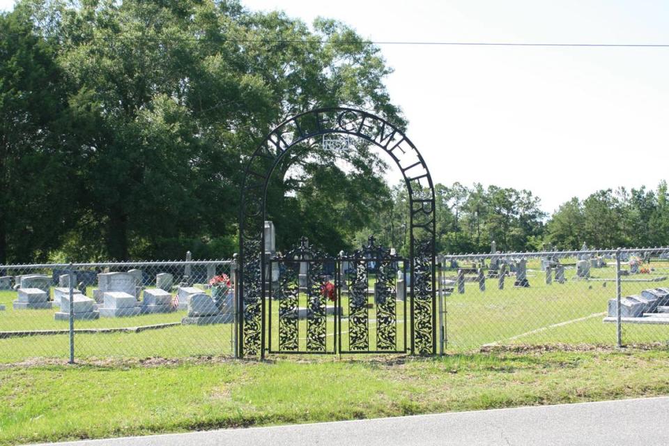 Coalville Church’s cemetery gate as can be seen from across the street of the church steps.