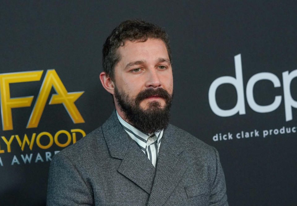 Shia LaBeouf arrives at the 23rd Annual Hollywood Film Awards, held at the Beverly Hilton in Beverly Hills, California, Sunday, November 3, 2019.