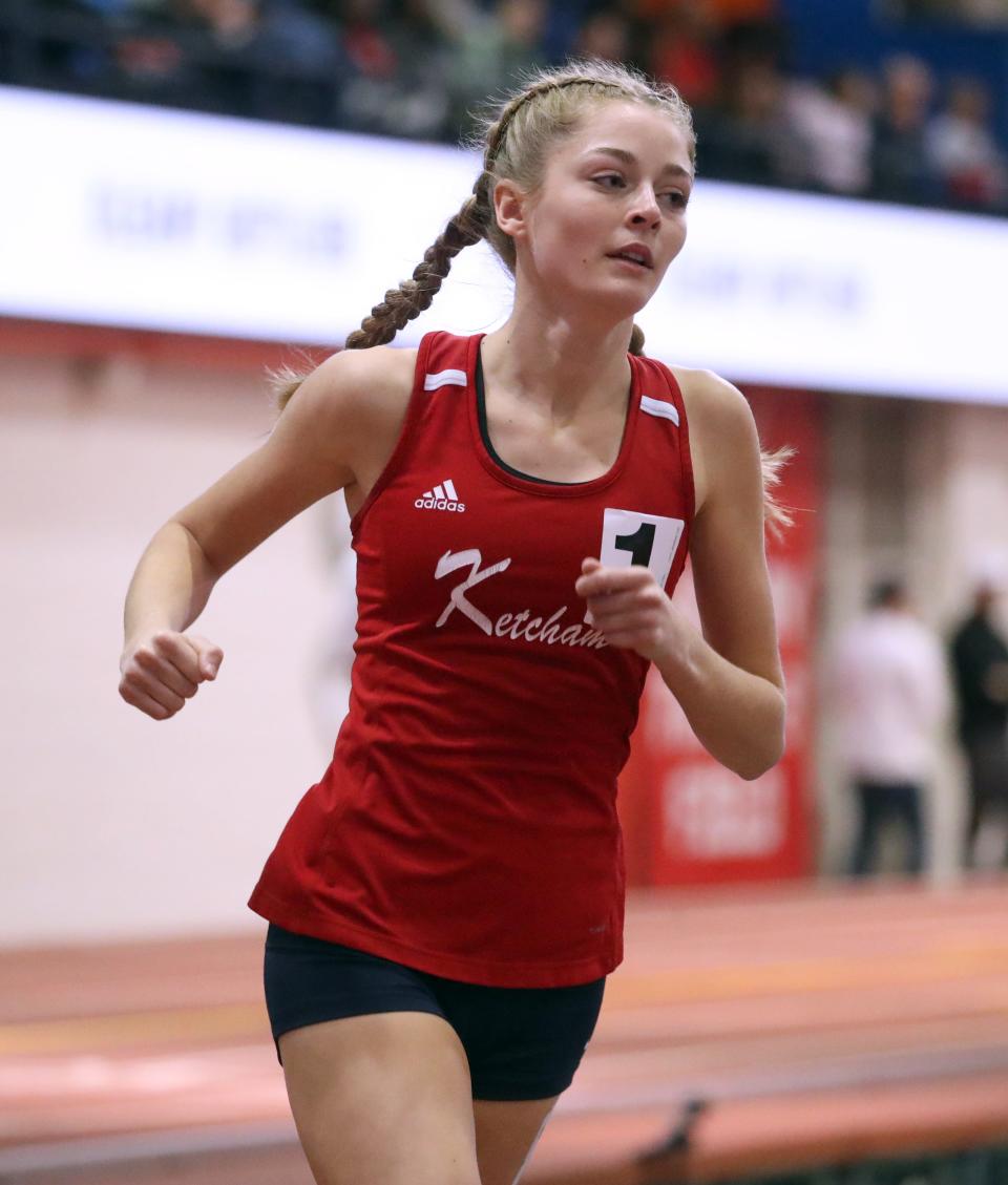 Ketcham's Abigail Kowalczyk won the 3000-meter run at the Northern County indoor track and field championships at the Armory Jan. 27, 2023.