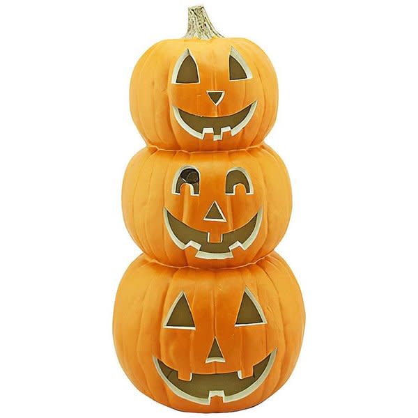 Gemmy 19-in Lighted Blow Mold Pumpkin-Orange Happy Trio. Image view Lowes