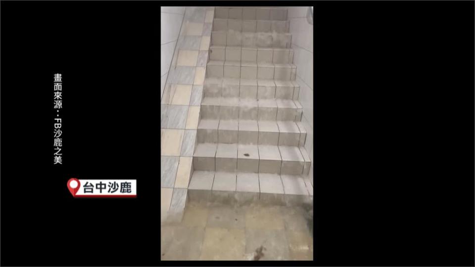 雨炸中部！雲林大埤淹成「大池塘」　虎尾科大附近商圈水淹半個輪胎高