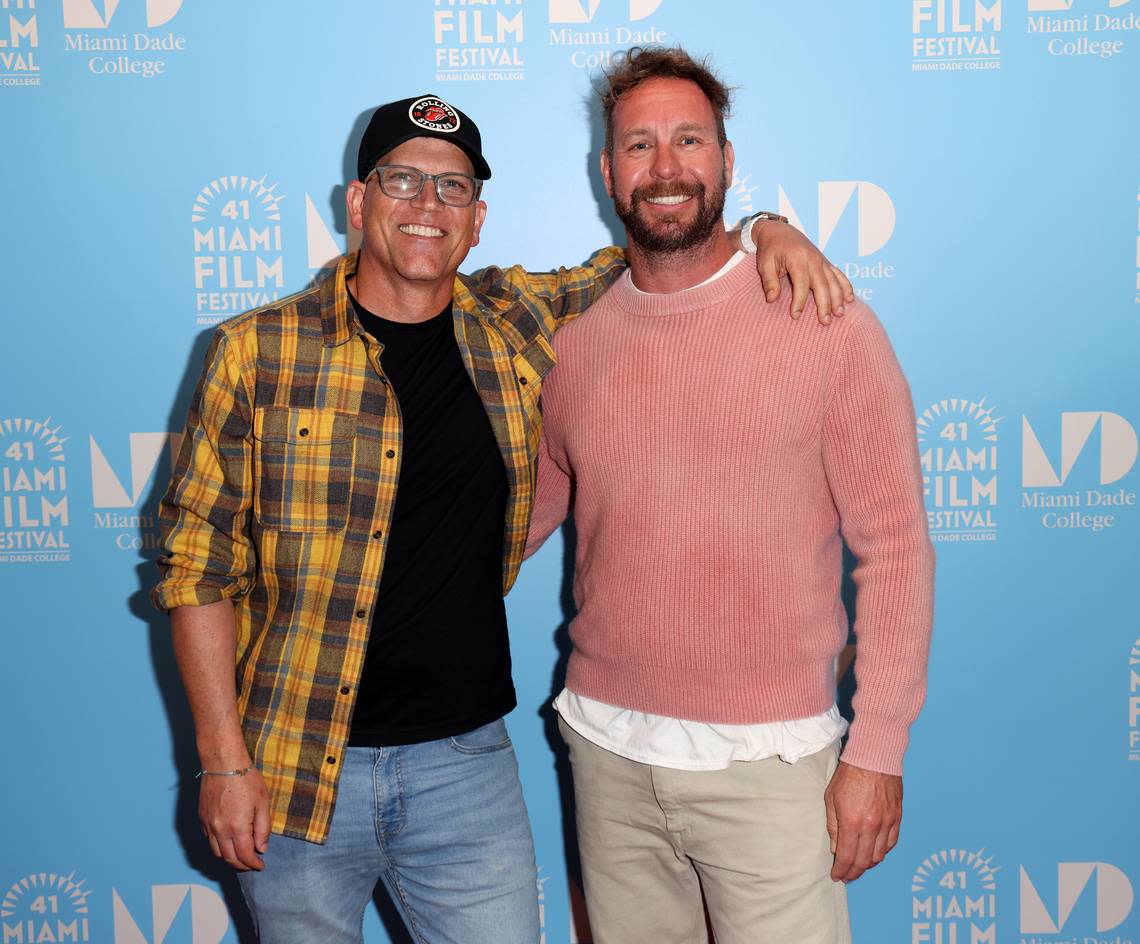 MIAMI, FL-APRIL 6: Directors, Michael Schartz and Tyler Nilson are seen during “Los Frikis” premier at the 41st Miami Film Festival at the Adrian Arsht Center for the Performing Arts on April 6, 2024 in Miami, Florida.