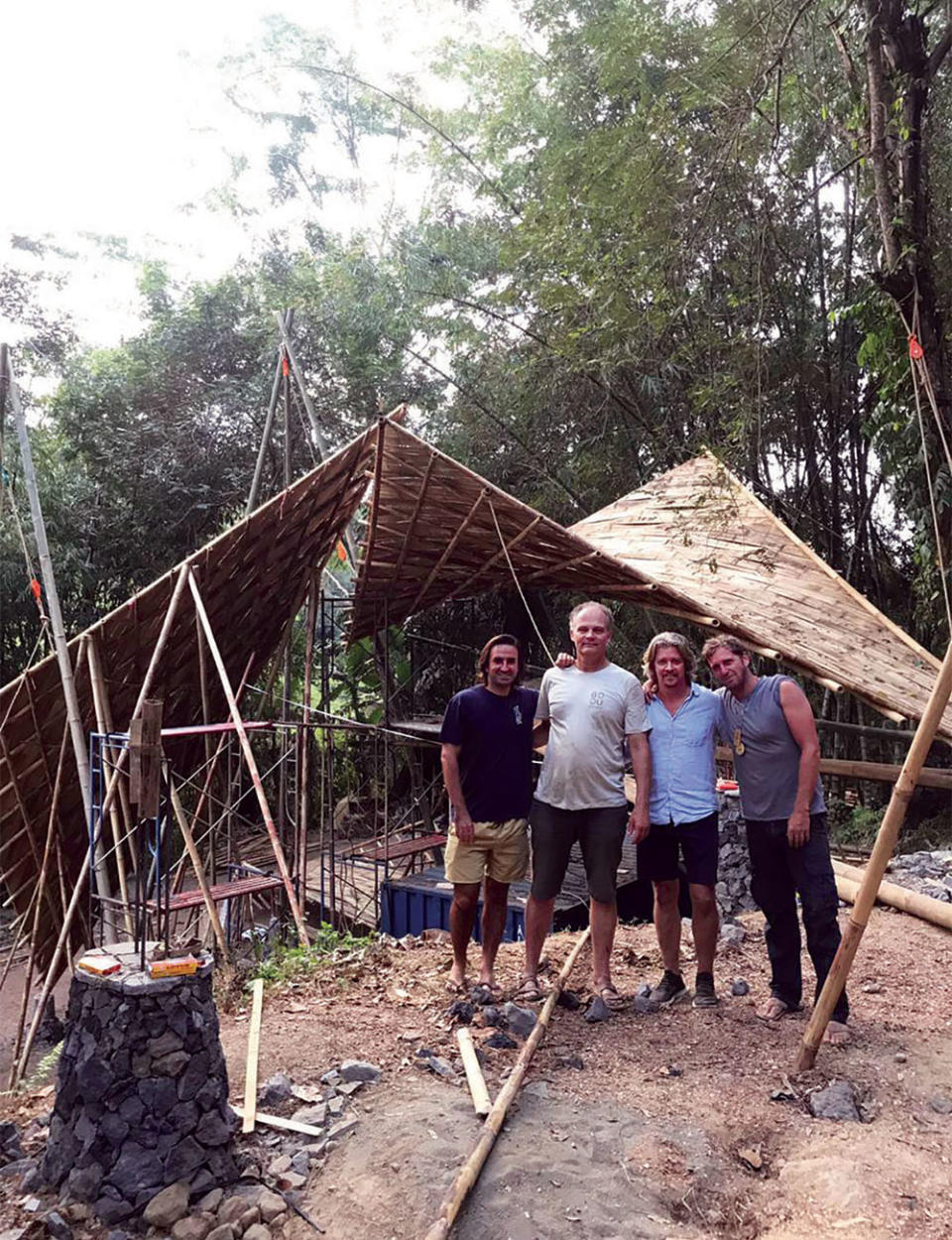 Lucas right helped construct a bamboo building on the Green School campus.