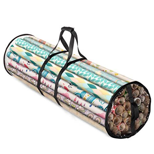 Hearth & Harbor Wrapping Paper Storage Organizer Container - Christmas Wrapping Paper Rolls Storage, Under-Bed Storage Box for Holiday Storage 